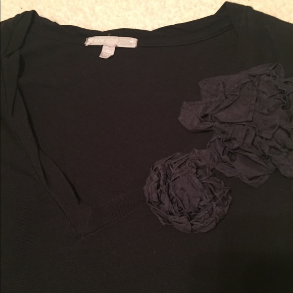 J. Crew Tshirt with Silk Flowers embellishment - Picture 2 of 4